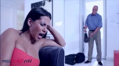 Adult man fucks his stepdaughter on a washing machine